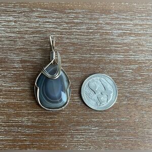 Handmade Wire Wrap Stone Two Toned Pendant